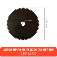 Диск пильный по дереву 250*1,6*32 Диск пильный по дереву 250*1,6*32