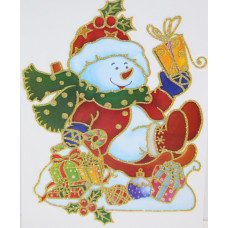 Наклейка Winter Wings панно Снеговик, прозрачная, с блестящей крошкой 20x26 см N09221